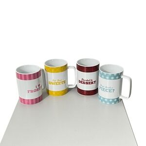 Cake Boss Coffee Mug Set Multicolor Patterns & Quotes 4 Piece Set